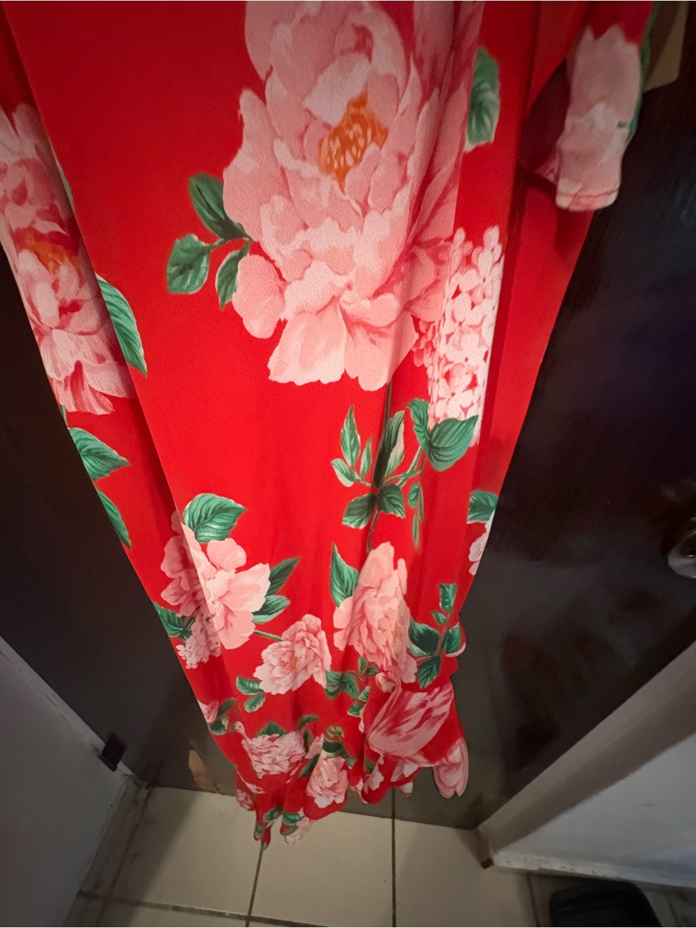 Ever New Red Floral High-Low Ruffle Maxi Dress. Size Large. - Picture 6 of 10